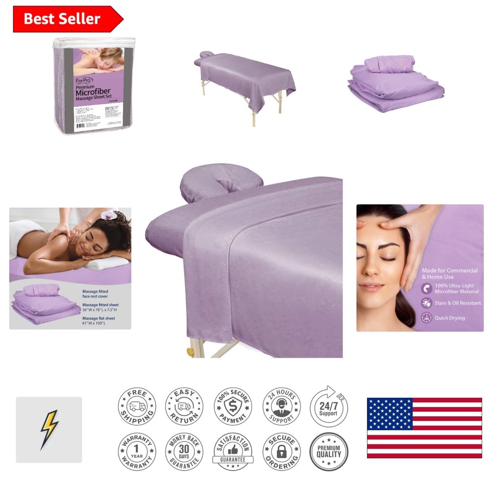 Professional Lavender Microfiber 3-Piece Massage Linens - Soft & Durable Design