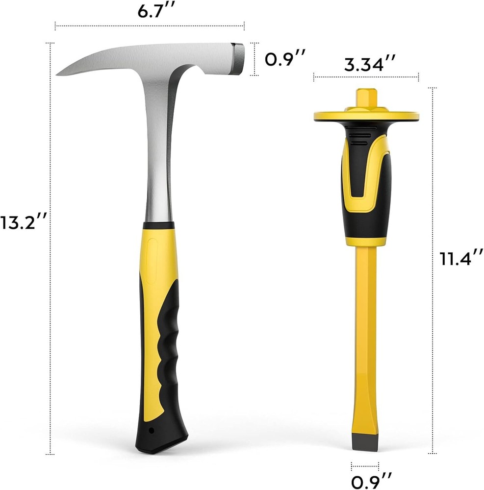 Ergonomic Rock Hammer & Chisel Kit for Gem Collectors - 5 Essential Tools