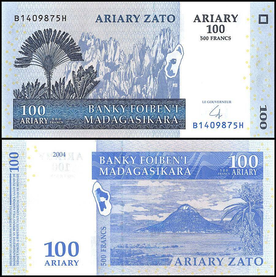 Madagascar 100 Ariary, 2004, P-86b, UNC X 100 PCS Bundle Pack