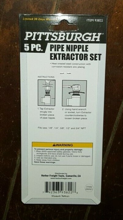PITTSBURGH 5 Piece Pipe Nipple Extractor Set #93822