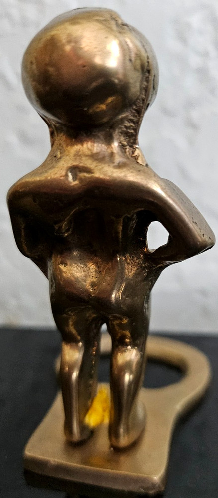 Vintage Peeing Man Bottle Opener Brass Metal Corkscrew Missing