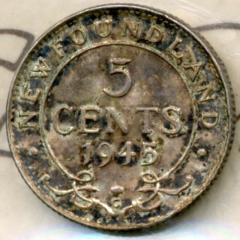 1945C Newfoundland 5 Cents - Choice Uncirculated, ICCS MS64