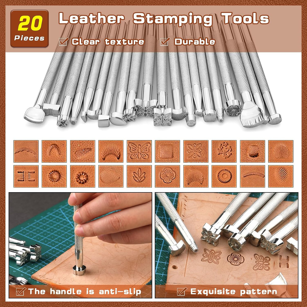 Leather Working Tool Leatherworking Tool Kit with Custom Storage Bag for Carving