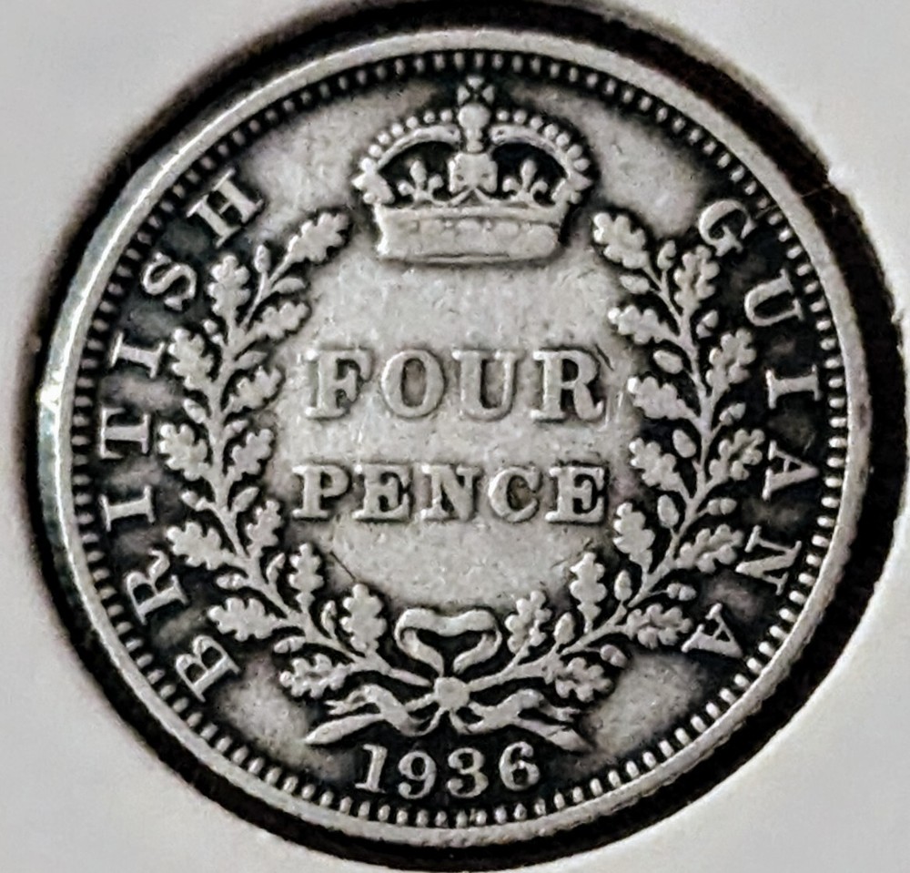 1936 British Guiana silver 4 Pence