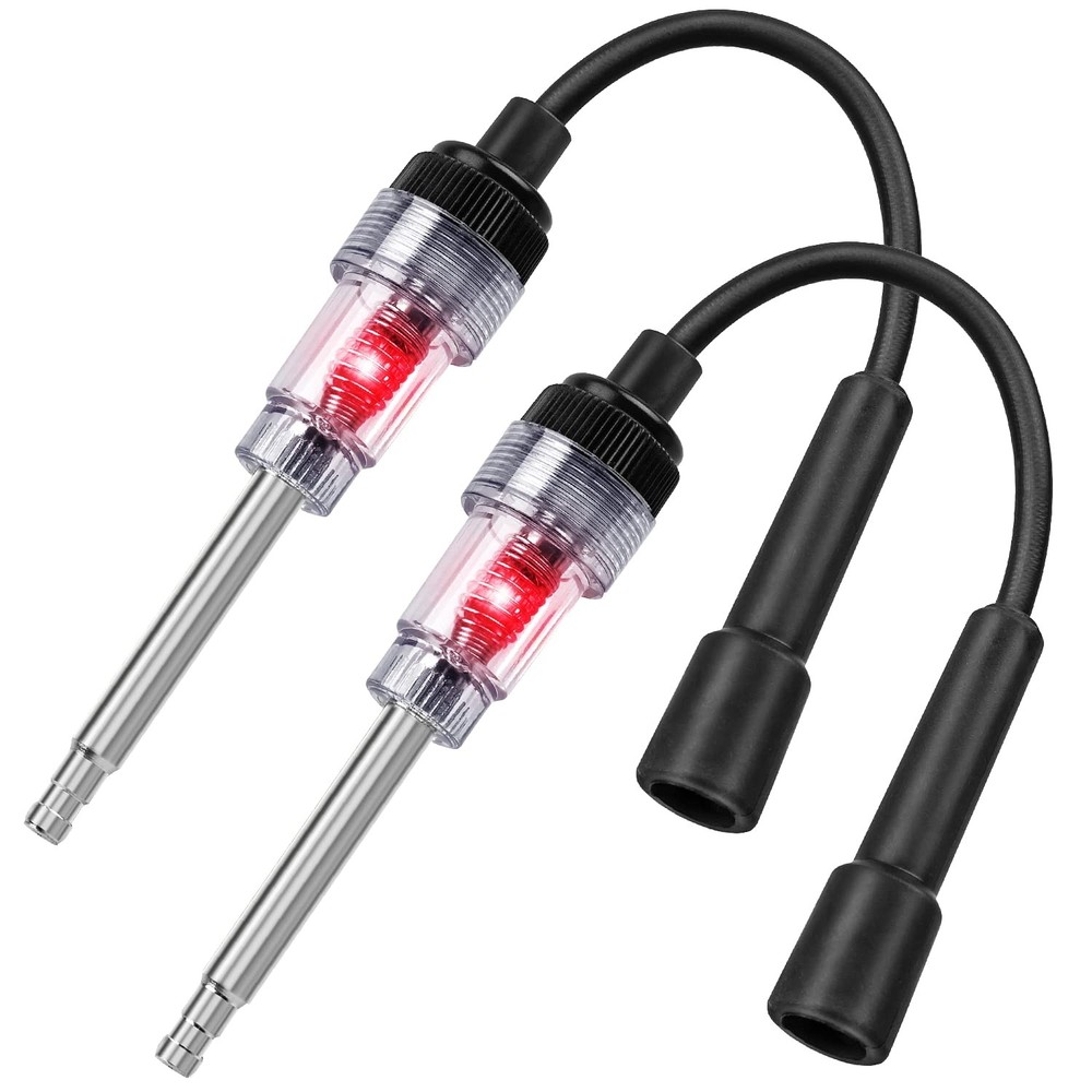 2PCS Inline Spark Plug Testers, Small Armature Diagnostic Detector Black