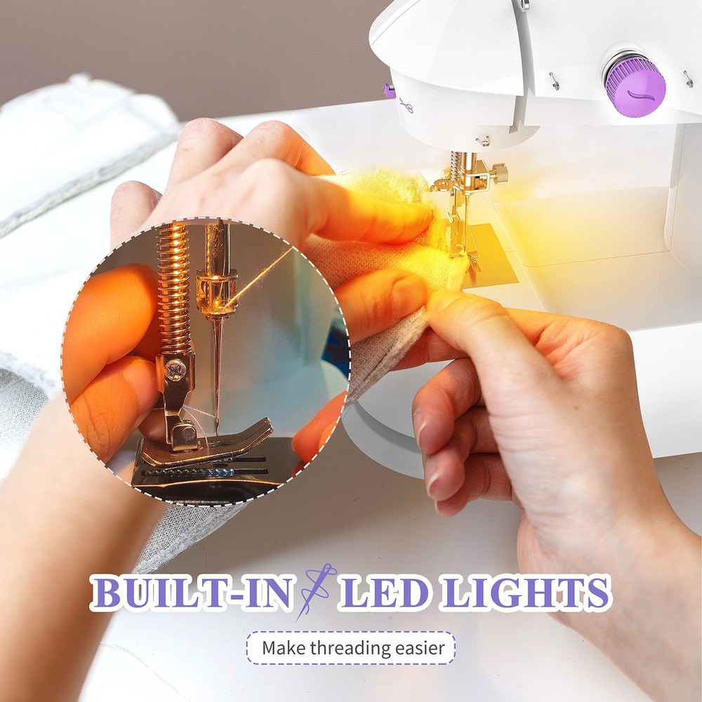 KPCB Tech Sewing Machine for Beginners Full Set with Finger Guard and Fabric