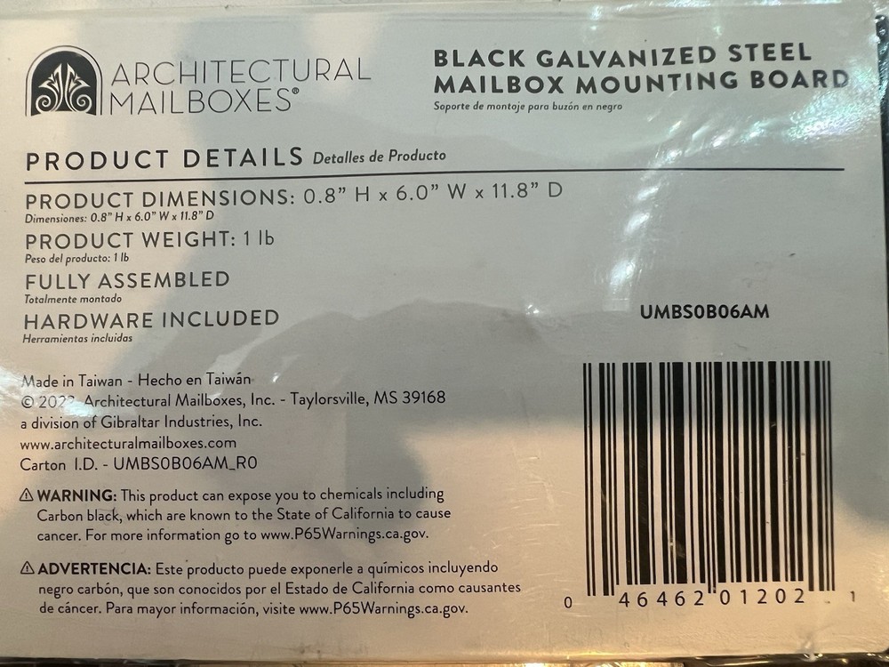 Architectural Mailboxes Black Mailbox mounting board black - hardware included