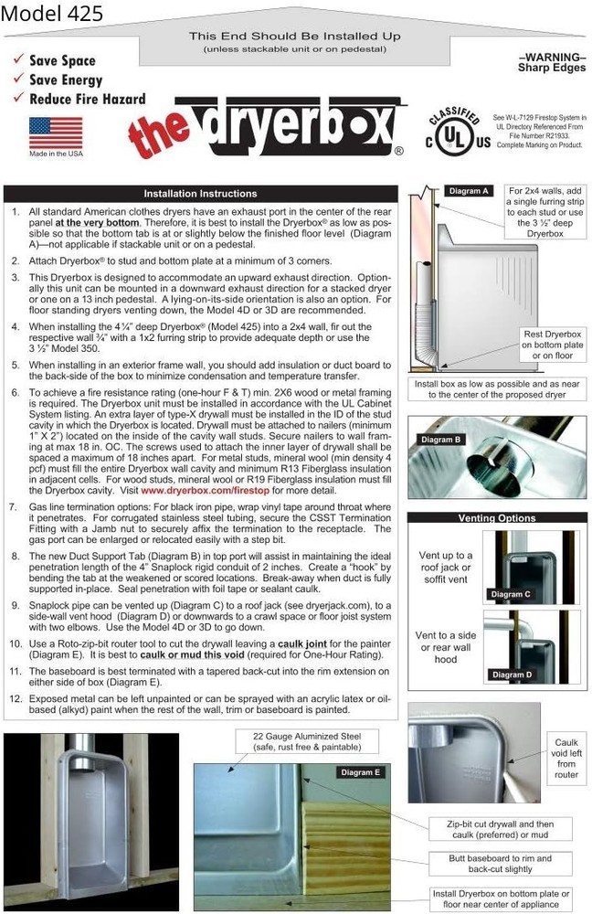 Efficient Upward Venting Solution | Model 425 for 2x6 New Construction