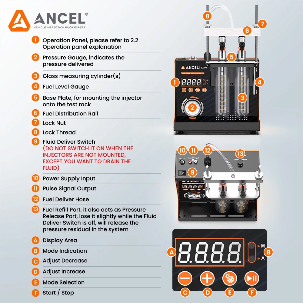 ANCEL JC200 12V Fuel Injection Volume Detection Atomization Observation Tool