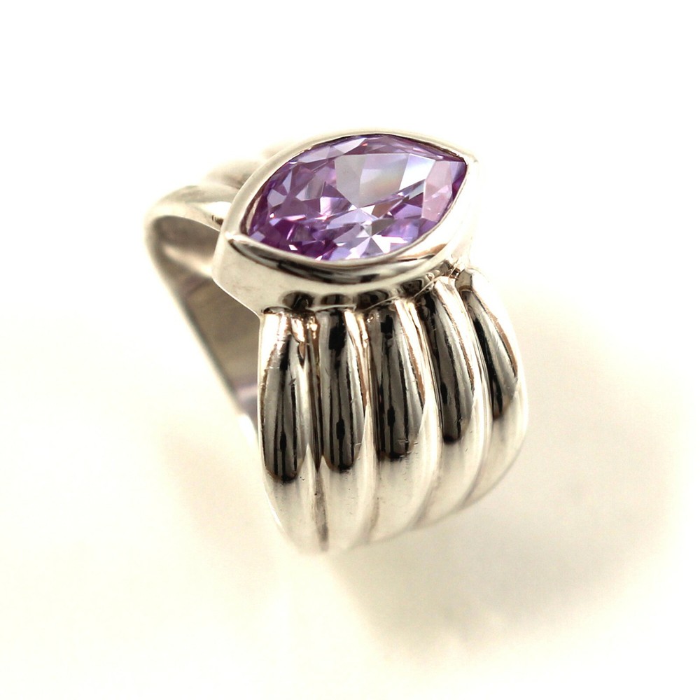 Sterling Silver Amethyst CZ Solitaire Ring