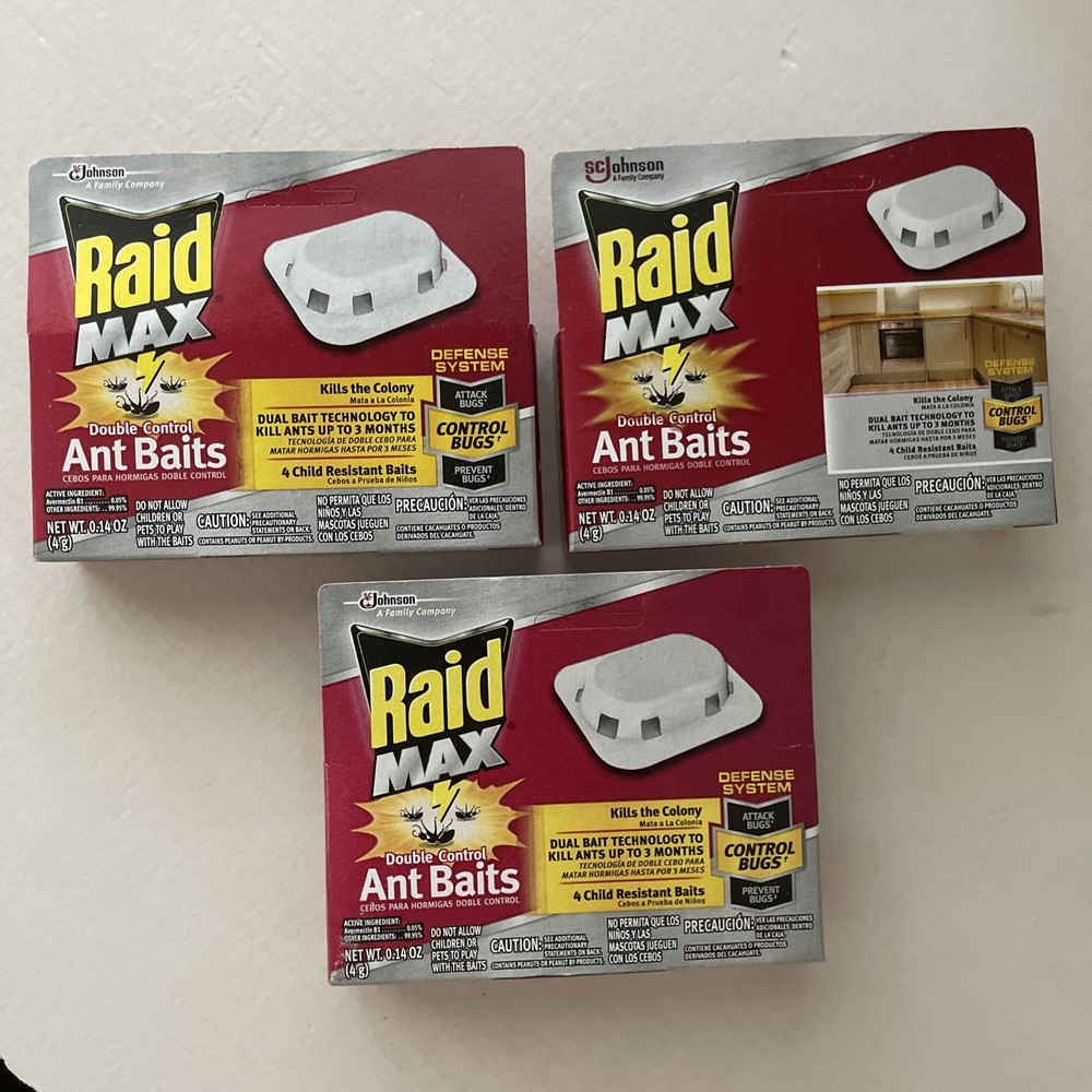 Raid Max Double Control Ant Baits Kills The Colony Child Resistant 12 (3x4)Baits