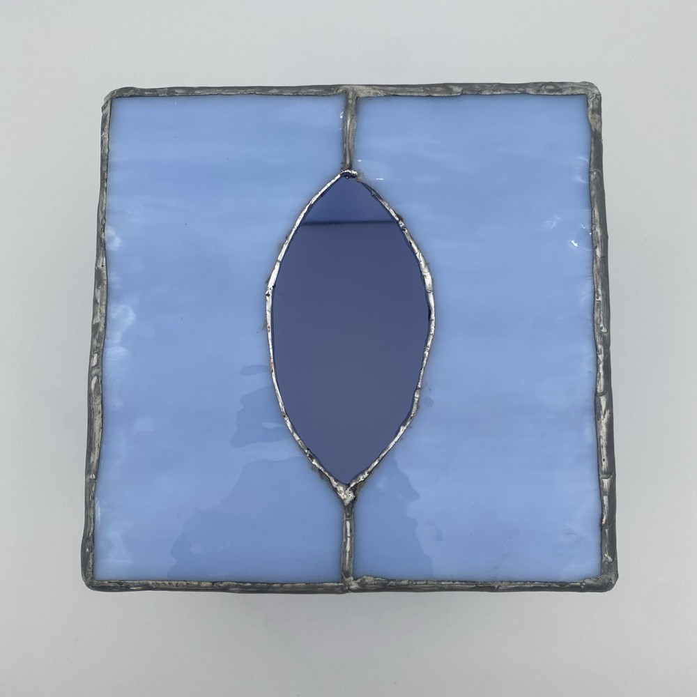 Stained Glass Tissue Box Light Blue