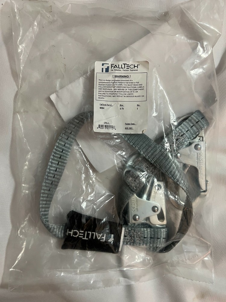 FallTech 8204 4' Restraint Lanyard, Single Leg, with 2 Snap Hooks