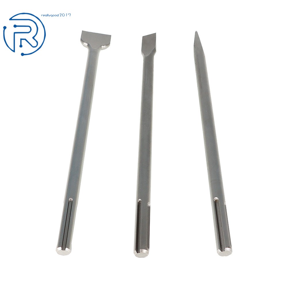 3 Pack Durable 16" SDS Max Bits Set Long-Point Chisel Flat Chisel Scaling Chisel