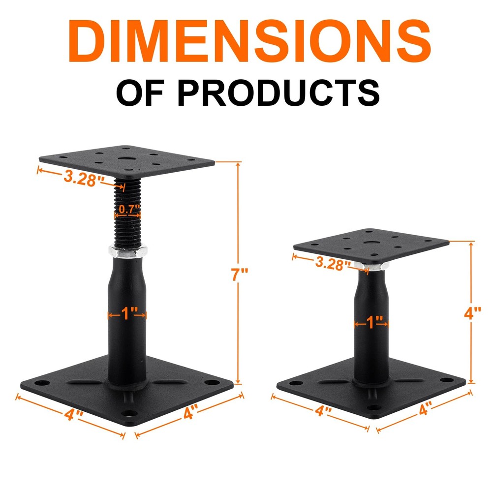Adjustable Support Jack 2Pack for Decks, RV Steps, Foundation Stabilization