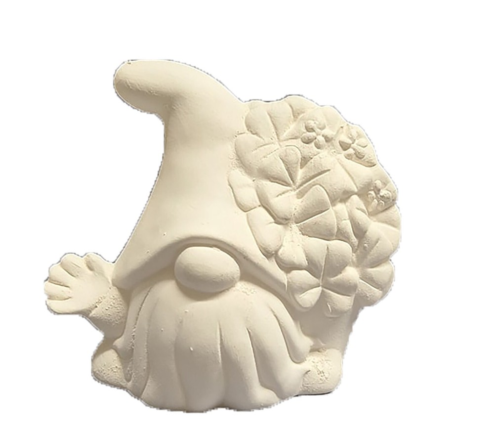 Gnome with Shamrock 6" ready to paint ceramic bisque