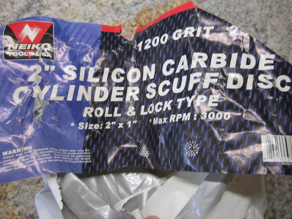 23 Neiko 2" Silicon Carbide Cylinder Scuff Discs - Roll & Lock Type - 1200 Grit
