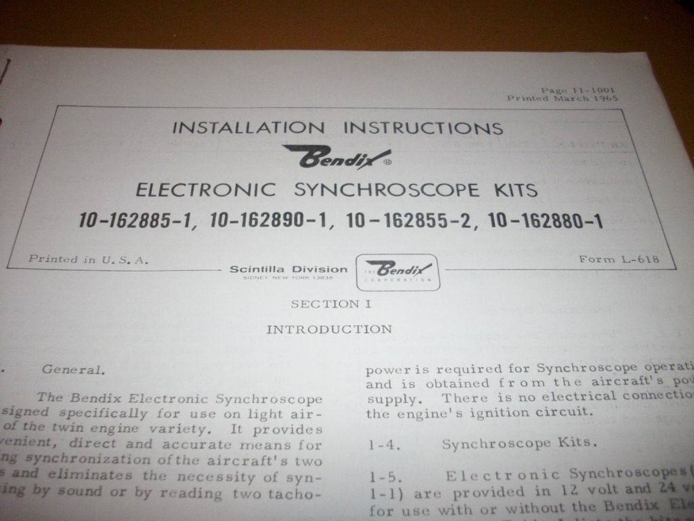 Bendix Synchroscopes Install Manual
