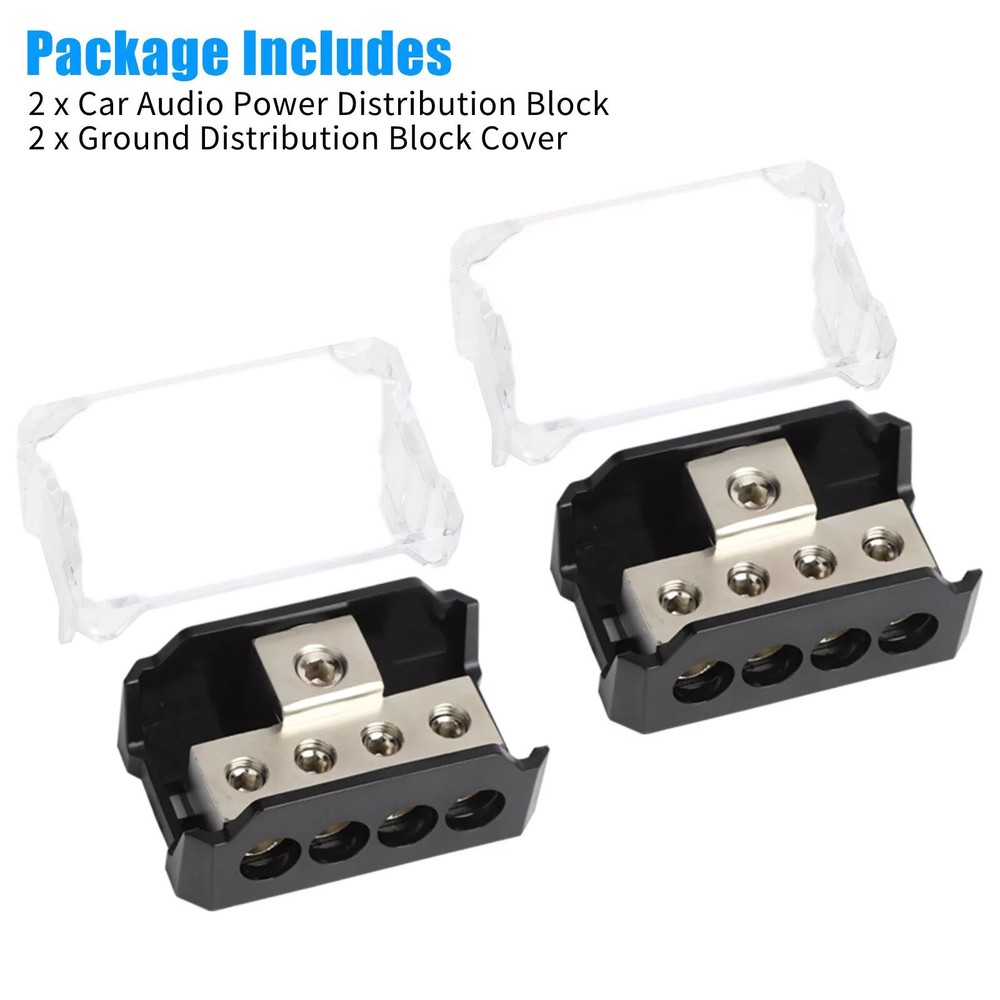 2Pcs Power Ground Amp Distribution Block Equipped with screw-down wire clamps