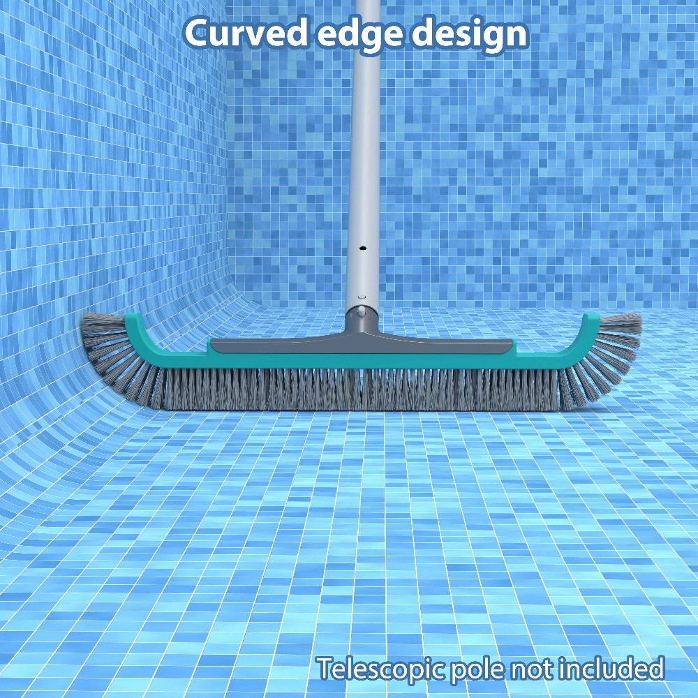20" Curved-end Pool Brush with Extended Side bristles