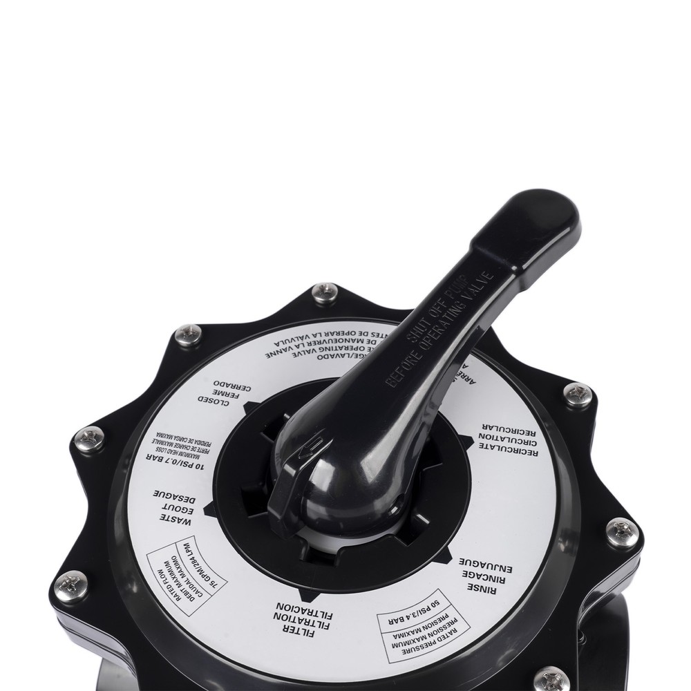 Black Vari-Flo 2" Top Mount Control Value Multiport Valve 6 Positions SP071621