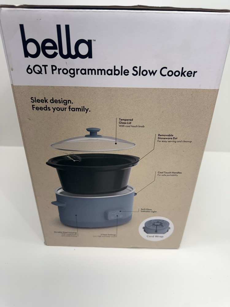 Bella 6.0 Qt Programmable Slow Cooker Ceramic Nonstick Coating Surf Blue
