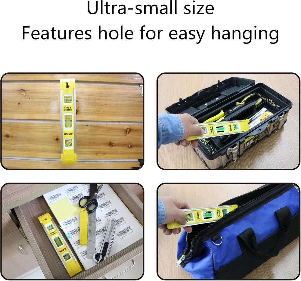 Compact 9-Inch Magnetic Level with Multi-Angle Bubbles for Accurate Alignments