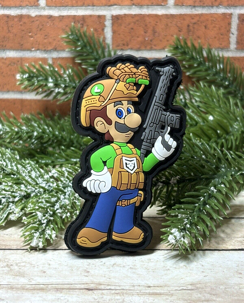 PVC Tactical Patch- Luigi Patch -Hook Loop Morale Gun Luigi Patch