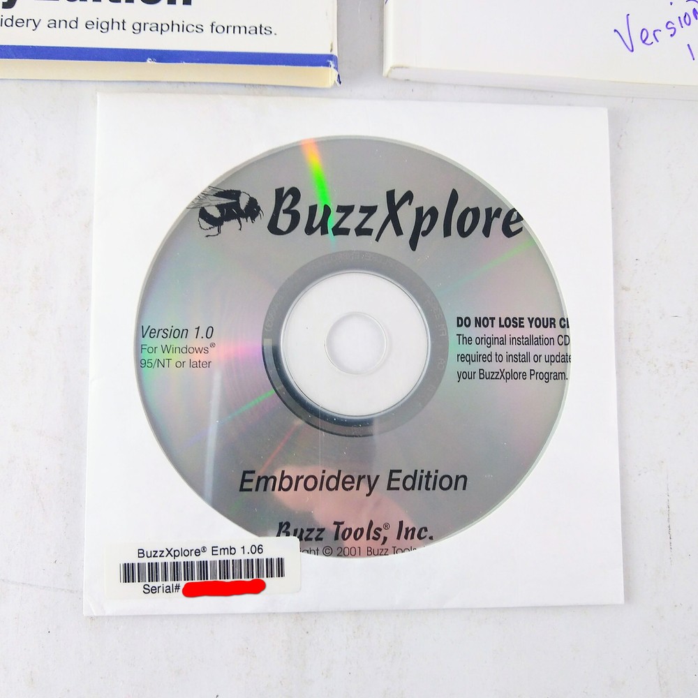 Buzz Tools BuzzXplore 1.0 Embroidery Edition w/ Serial # for Windows 98 95 NT ME