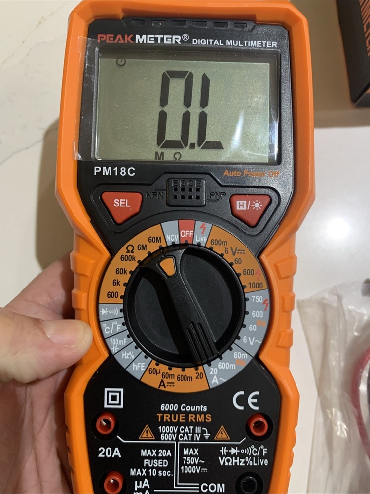 PM18C Digital Multimeter DC AC Voltage Current Tester Manual Range Backlight