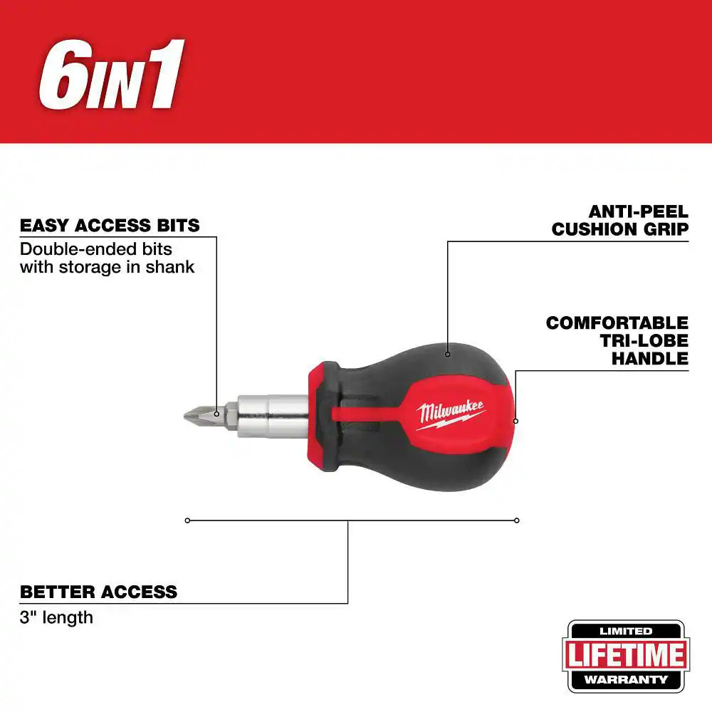 6-In-1 Stubby Multi-Bit Screwdriver