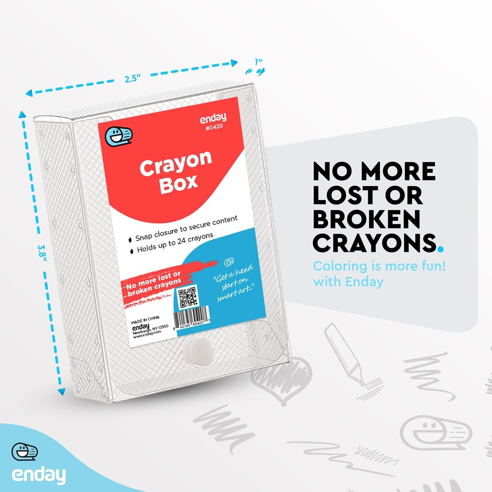 Enday Crayon Box Storage Containers, Clear Crayon Case, Plastic Crayon Boxes ...