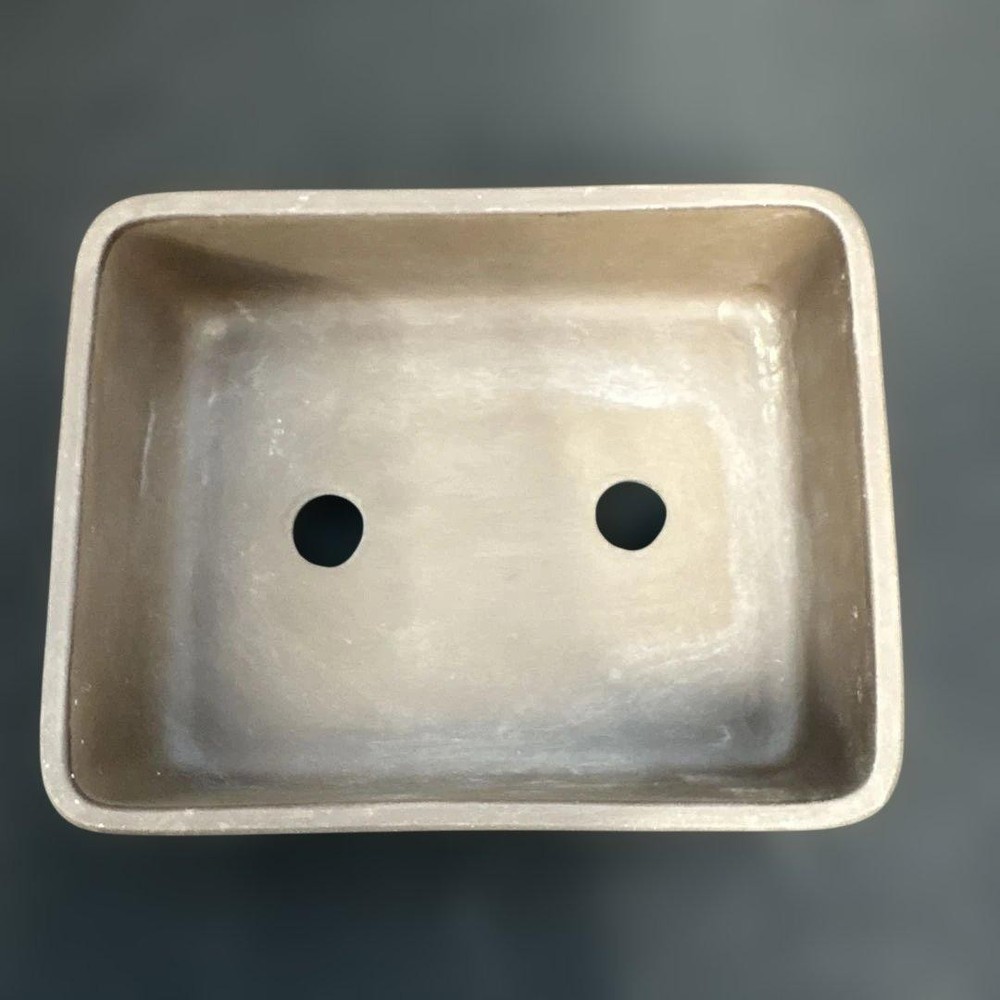 Beige Pottery Rectangular Bonsai Pot Japanese Art Shape Miniature Tree Container