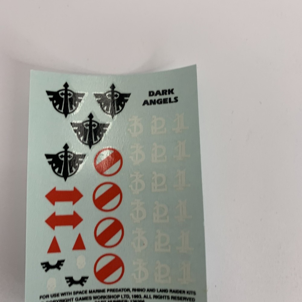 Dark Angels OOP Transfer Sheet Warhammer 40k Decals Decal