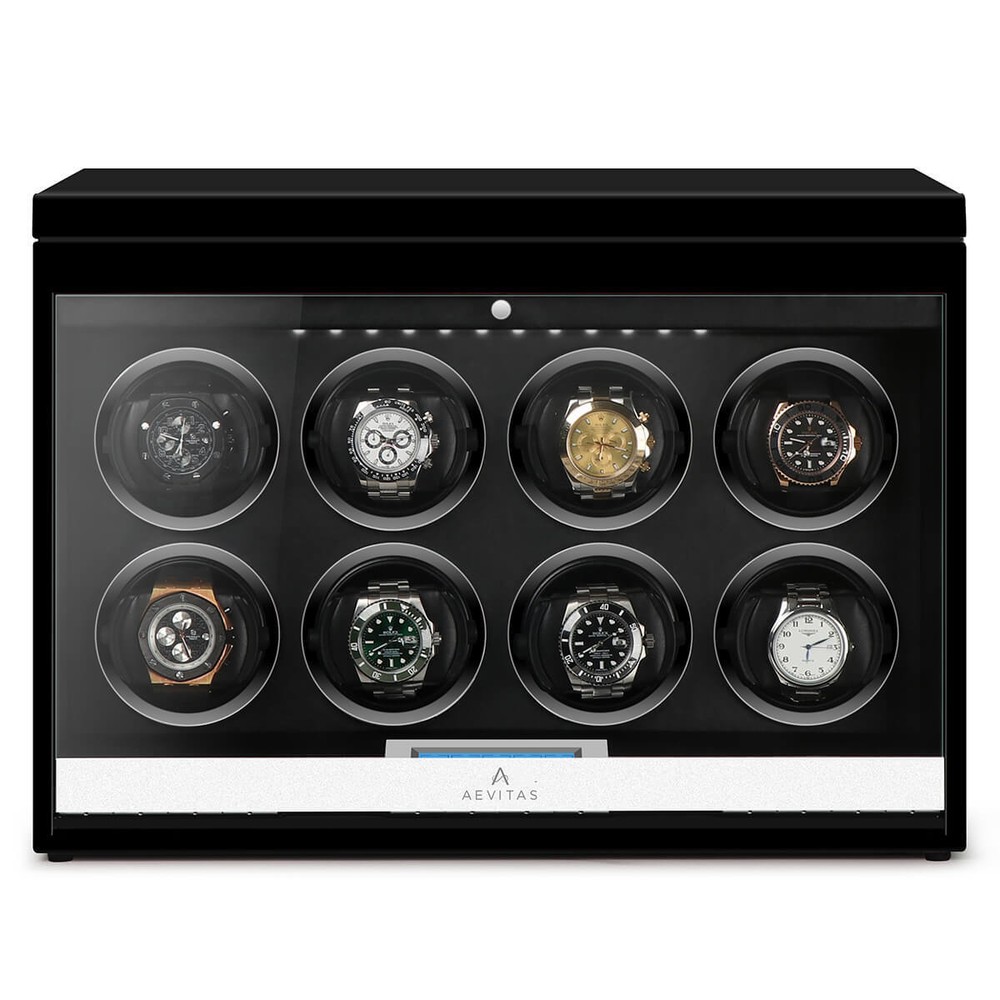 8 Watch Winder Black Edition with Extra Storage Area by Aevitas