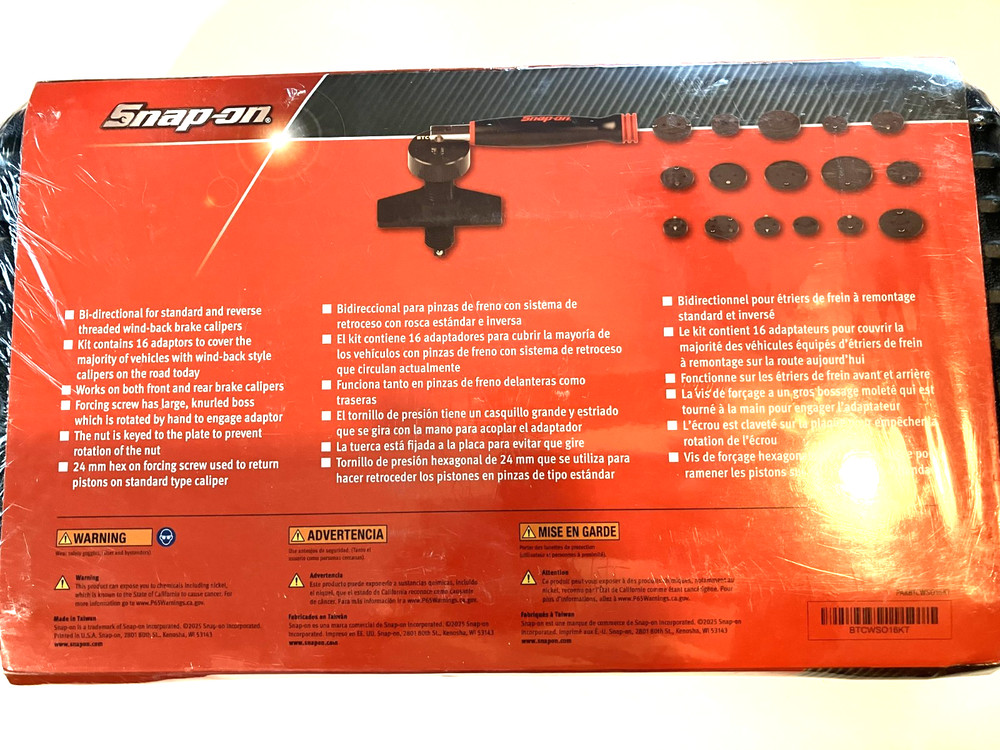 New Snap-on™ Brake Caliper Wind Back Tool Kit BTCWS016KT