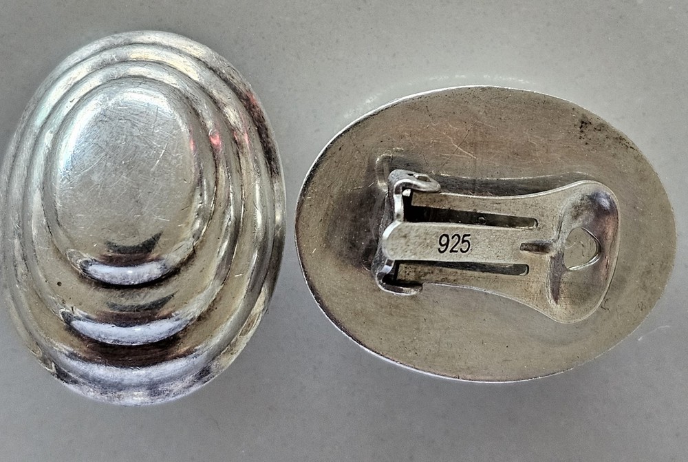 925 Sterling Silver Vintage Modernist Earrings