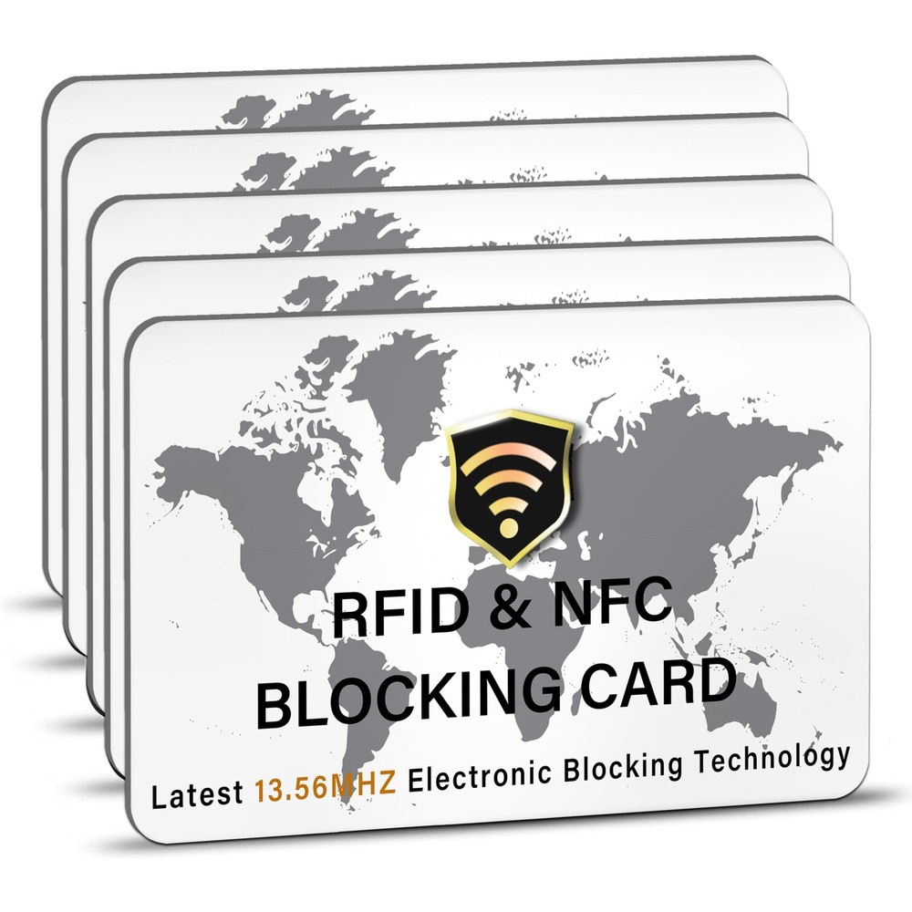 SaiTech IT 5 Pack RFID Blocking Card NFC Contactless 5pk-White, White