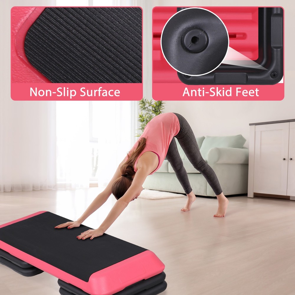 43" Pink Training 4"- 6"- 8" Exercise Aerobic Stepper Workout Step Storage