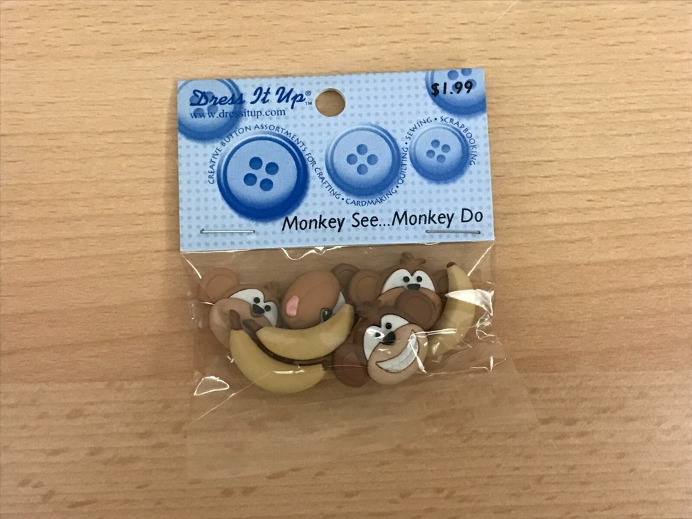 Dress It Up Monkey See Monkey Do Buttons - New