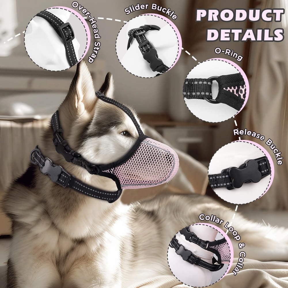 Dog Muzzle,Mesh Soft Muzzle for Small Medium Large Sized Dogs, Breathable Ref...