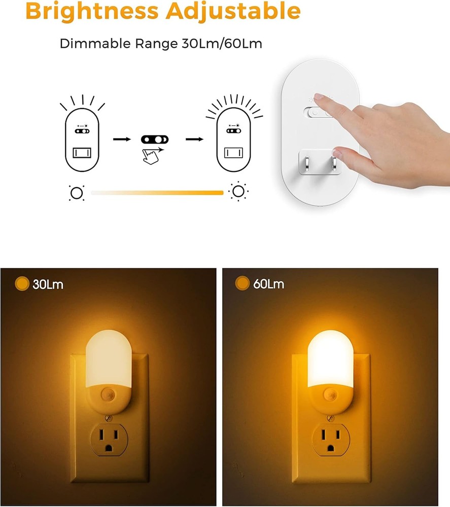 Amber Night Light, 2 Pack, LOHAS Lights Plug into Wall