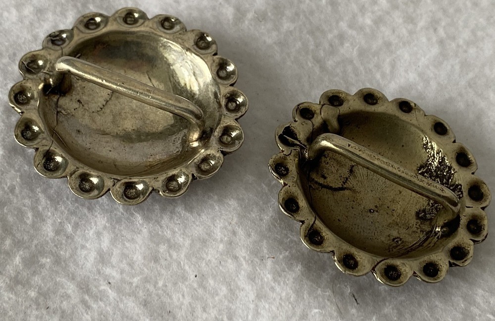 Pair STUNNING Large 1-7/8" Hand Engraved Silver Loopback Bridle Rosettes Conchos
