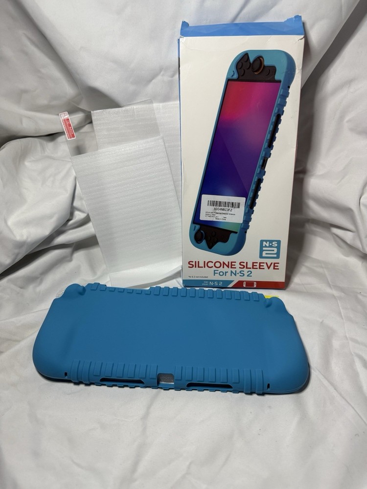 Nintendo Switch 2 Silicone Sleeve With Glass Screen Protector(blue)New Open Box
