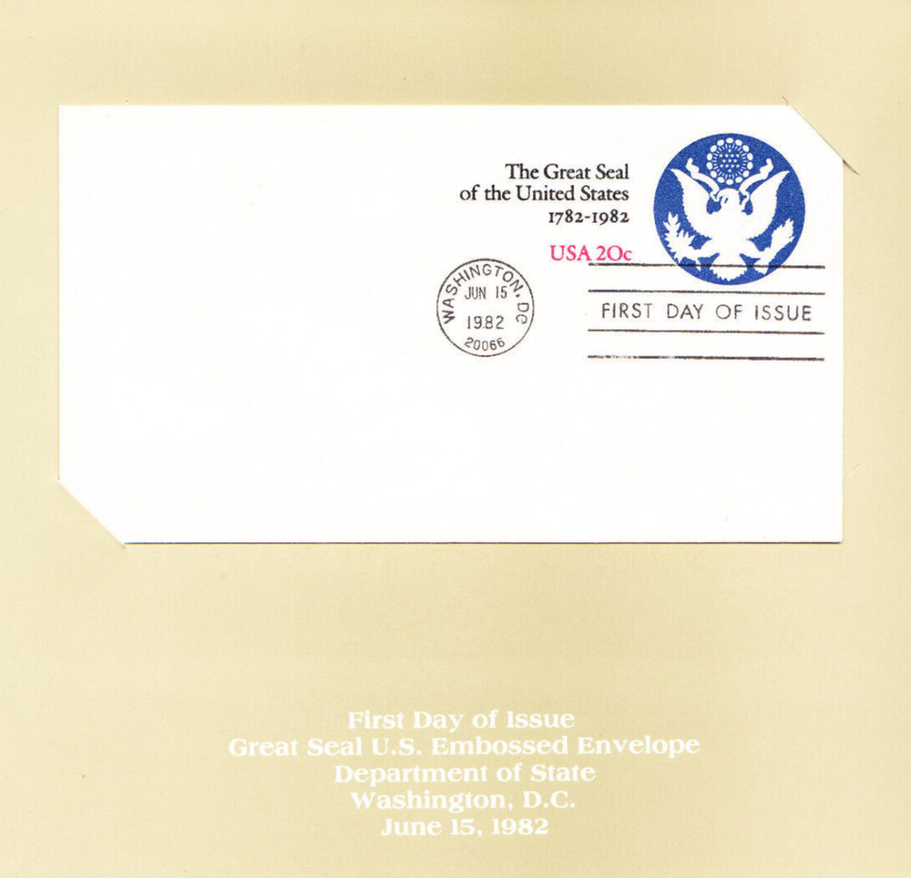 USPS 1st Day Ceremony Program #U602 Great Seal U.S. Embossed Envelope 1982