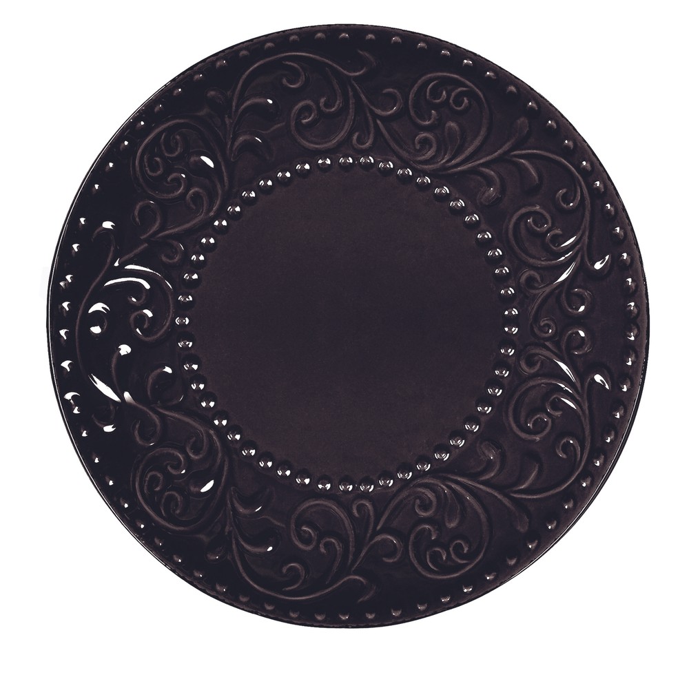 Elegant and Modern Stoneware Scroll Dinnerware Set for Parties - Black, 16 Piece