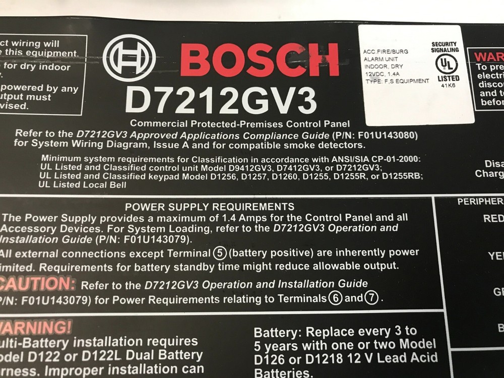 Bosch D7212GV3 Security Control Panel
