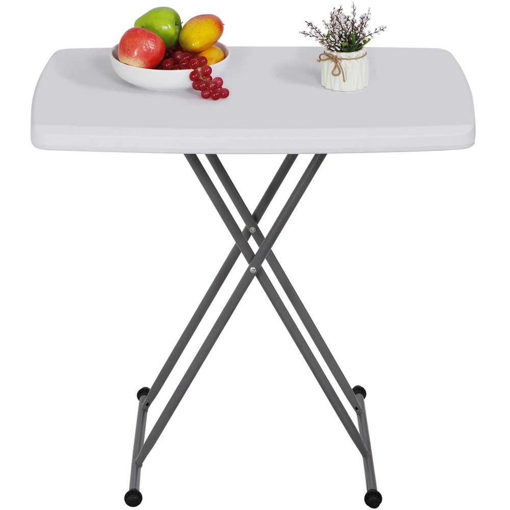 30'' Plastic Folding Tables Rectangular Utility Table Adjustable Height White