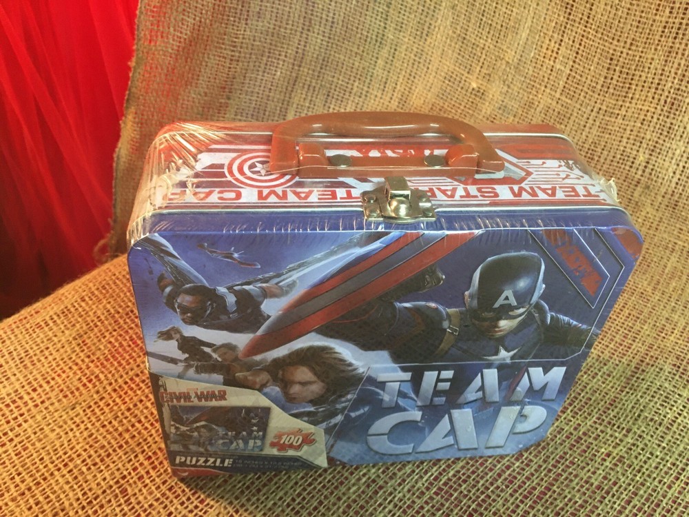 NOS “Team Stark/Team Cap” 100 Pc Puzzle In Lunchbox Original Packaging