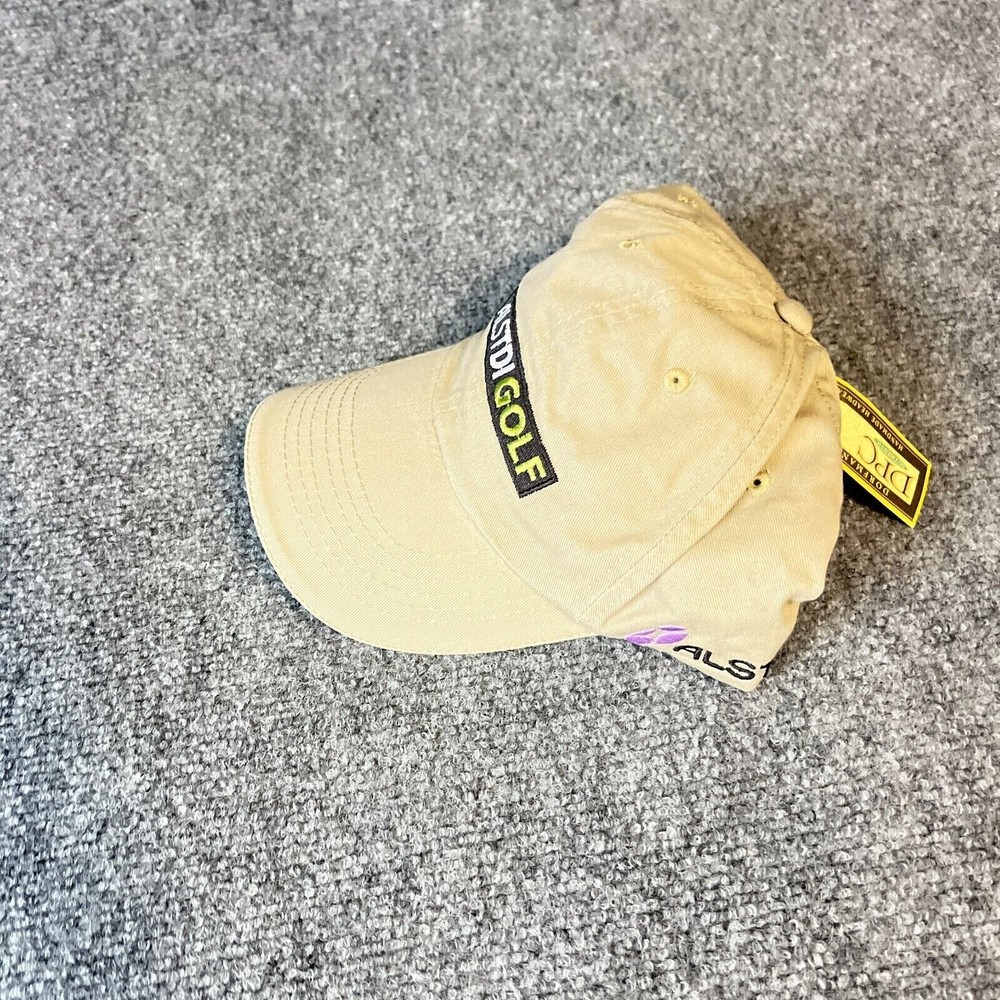 Alstdi Golf Strap Back Hat Cap Beige Embroidered Golfing EUC